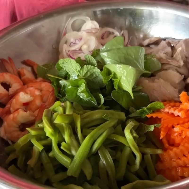 Bước 7 Trộn gỏi rau tiến vua tôm thịt Gỏi rau tiến vua tôm thịt