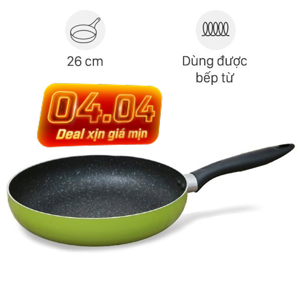 Chảo nhôm chống dính vân đá đáy từ Sunhouse SHG1126MGB