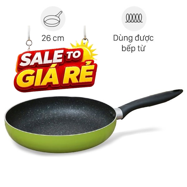 Chảo nhôm chống dính vân đá đáy từ Sunhouse SHG1126MGB