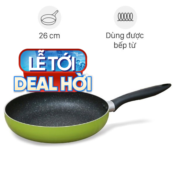 Chảo nhôm chống dính vân đá đáy từ Sunhouse SHG1126MGB