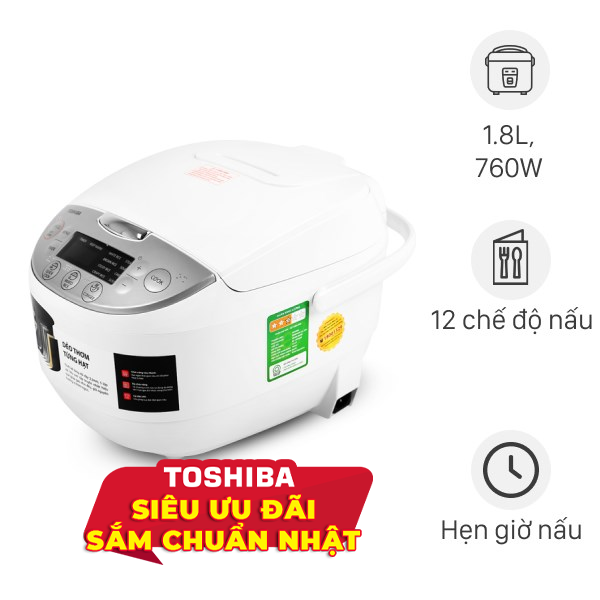 Nồi cơm điện tử Toshiba 1.8 lít RC-18DH2PV(W)