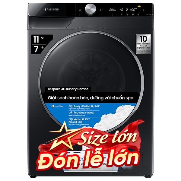 Samsung Inverter Giặt 11 Kg - Sấy 7 Kg WD11T734DBX/SV