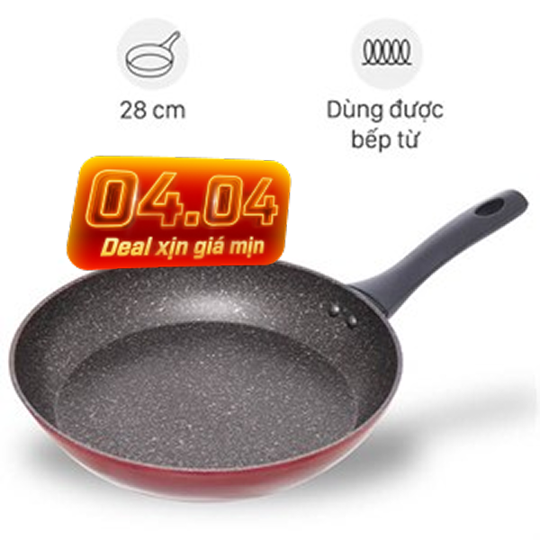 Chảo nhôm chống dính vân đá đáy từ Sunhouse SFP28B