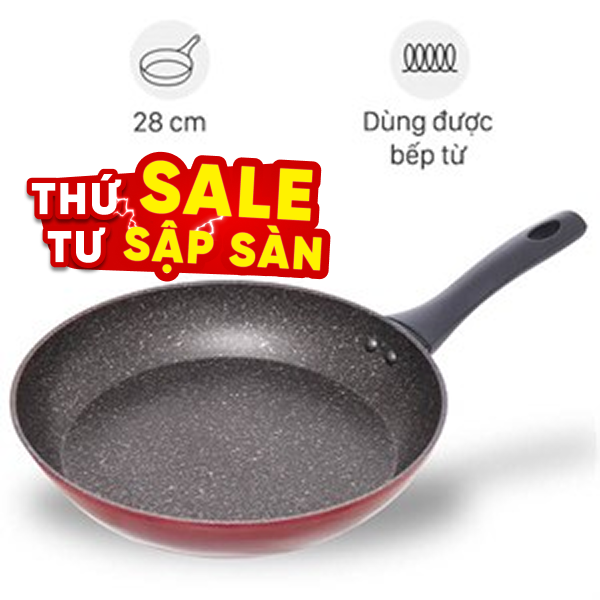 Chảo nhôm chống dính vân đá đáy từ Sunhouse SFP28B