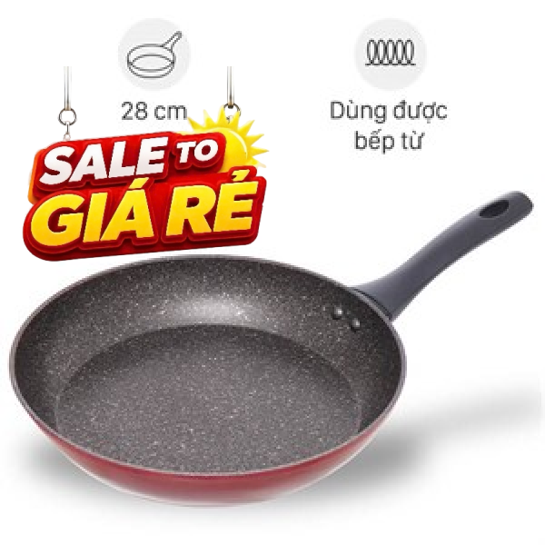 Chảo nhôm chống dính vân đá đáy từ Sunhouse SFP28B