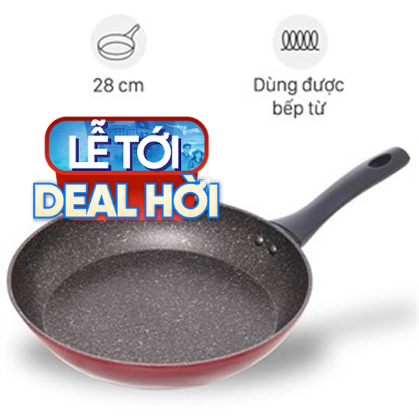 Chảo nhôm chống dính vân đá đáy từ Sunhouse SFP28B