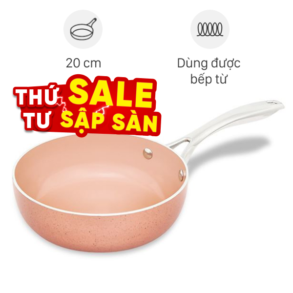 Chảo nhôm sâu chống dính vân đá đáy từ Elmich EL-5740MN