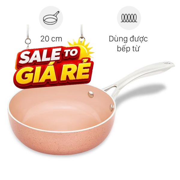 Chảo nhôm sâu chống dính vân đá đáy từ Elmich EL-5740MN