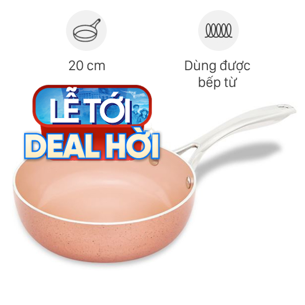 Chảo nhôm sâu chống dính vân đá đáy từ Elmich EL-5740MN