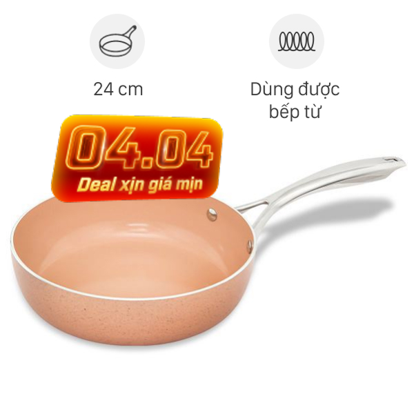 Chảo nhôm sâu chống dính vân đá đáy từ Elmich EL-5741MN