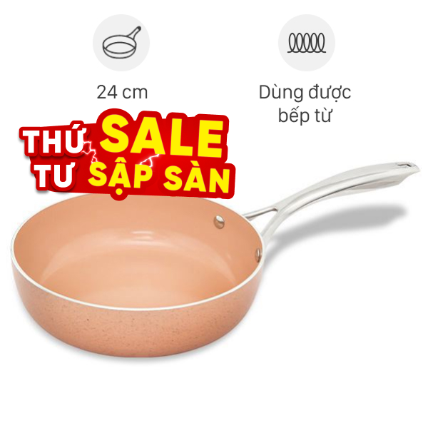 Chảo nhôm sâu chống dính vân đá đáy từ Elmich EL-5741MN