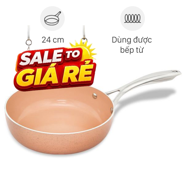 Chảo nhôm sâu chống dính vân đá đáy từ Elmich EL-5741MN