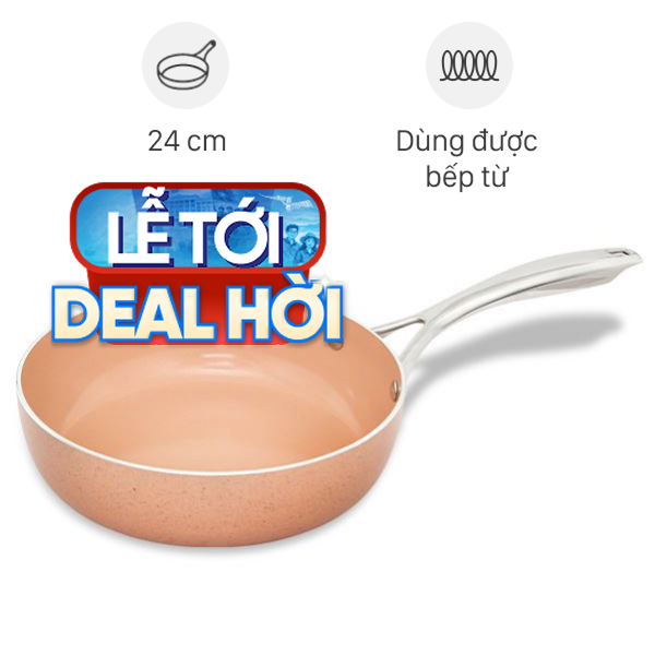 Chảo nhôm sâu chống dính vân đá đáy từ Elmich EL-5741MN