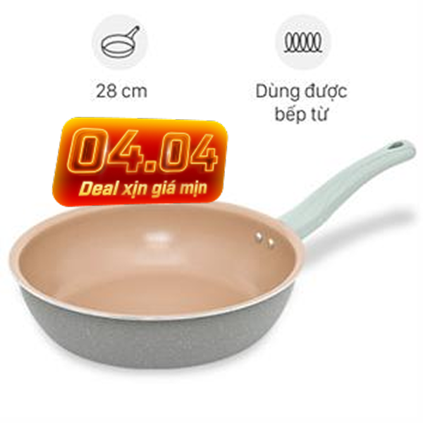 Chảo nhôm sâu chống dính vân đá đáy từ Elmich EL-5753MN