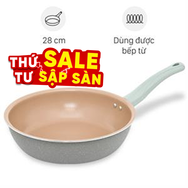 Chảo nhôm sâu chống dính vân đá đáy từ Elmich EL-5753MN