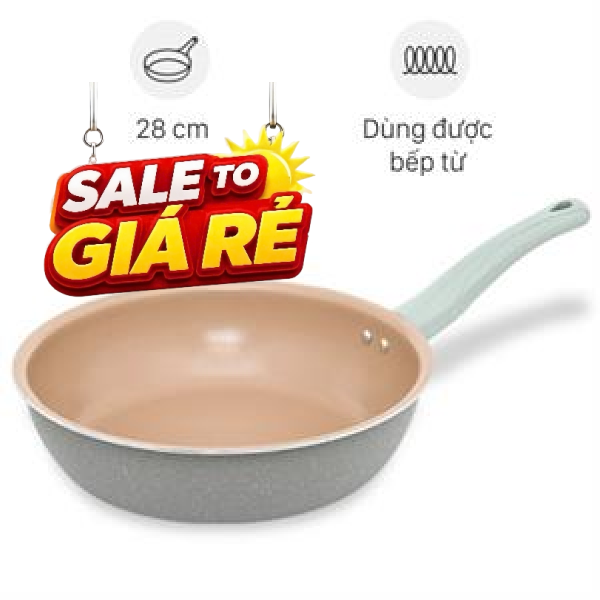 Chảo nhôm sâu chống dính vân đá đáy từ Elmich EL-5753MN