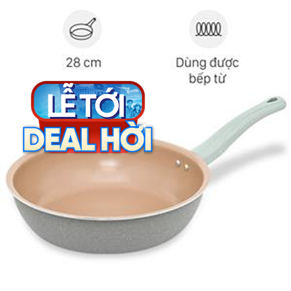 Chảo nhôm sâu chống dính vân đá đáy từ Elmich EL-5753MN