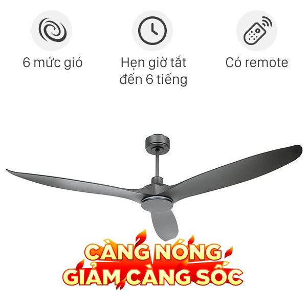 Quạt trần Benny 3 cánh BDC60RM 33W Đen