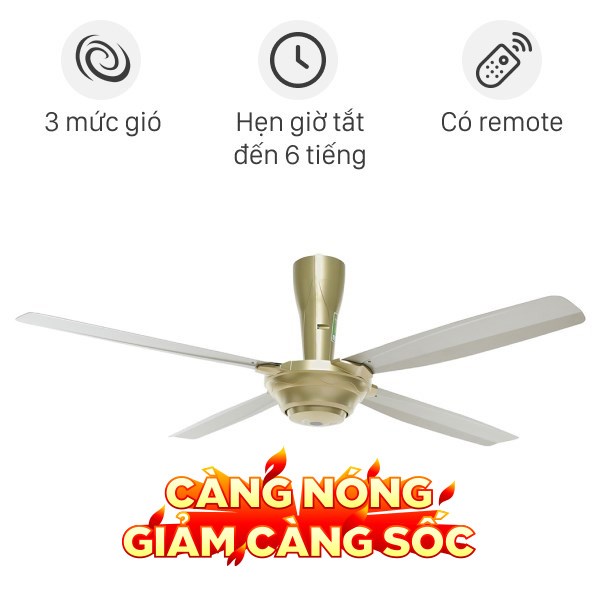 Quạt trần KDK 4 cánh M56PR(GD) 59W