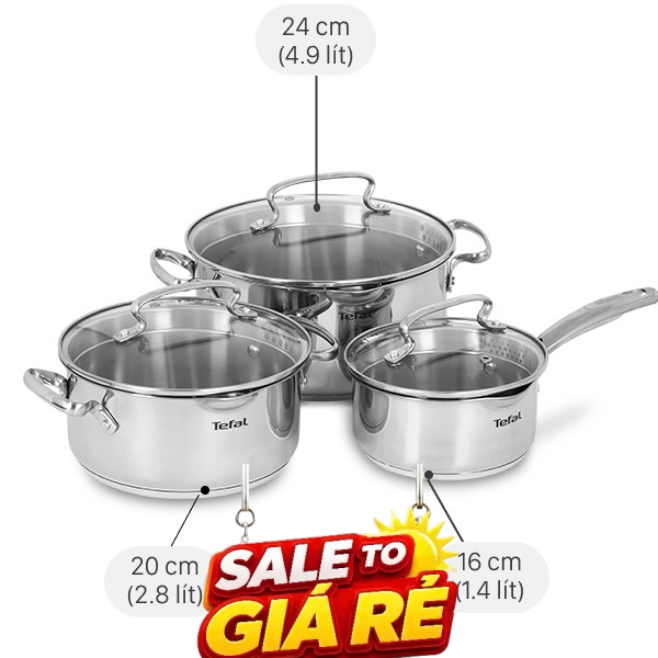 Bộ nồi quánh inox Tefal Duetto Plus G719S674
