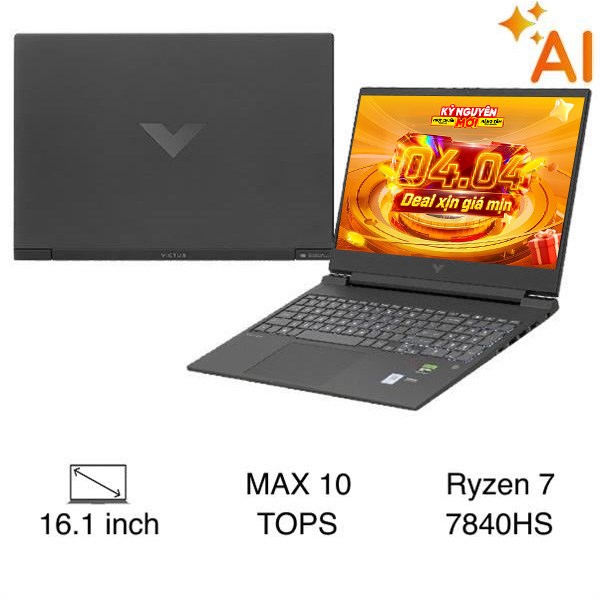 Laptop HP Gaming VICTUS 16 s0077AX - 8C5N6PA (R7 7840HS, 16GB, 512GB, RTX 3050 6GB, Full HD 144Hz, Win11)