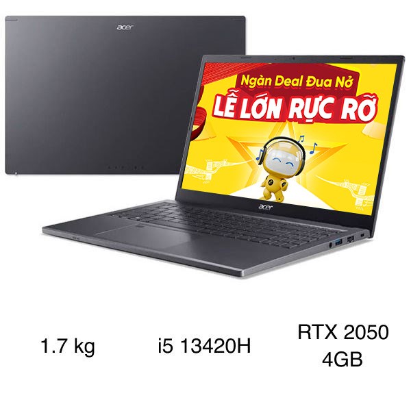 Laptop Acer Gaming Aspire 5 A515 58GM 51LB - NX.KQ4SV.002 (i5 13420H, 16GB, 512GB, RTX 2050 4GB, Full HD, Win11)