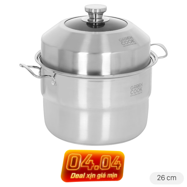 Nồi xửng hấp inox Green Cook GCST01-26IH