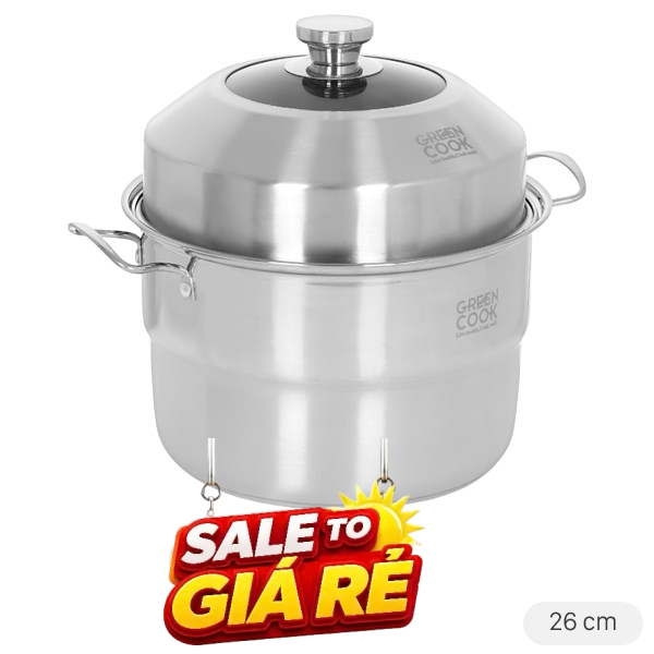 Nồi xửng hấp inox Green Cook GCST01-26IH