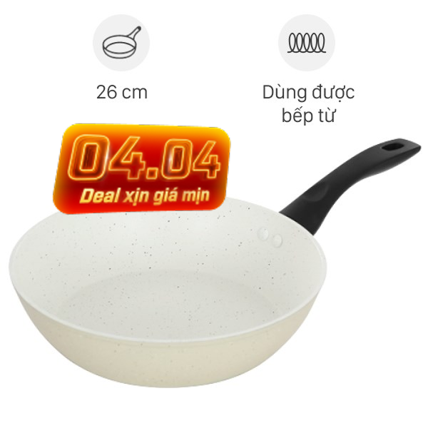 Chảo nhôm sâu chống dính vân đá đáy từ Green Cook GCP226-26IH