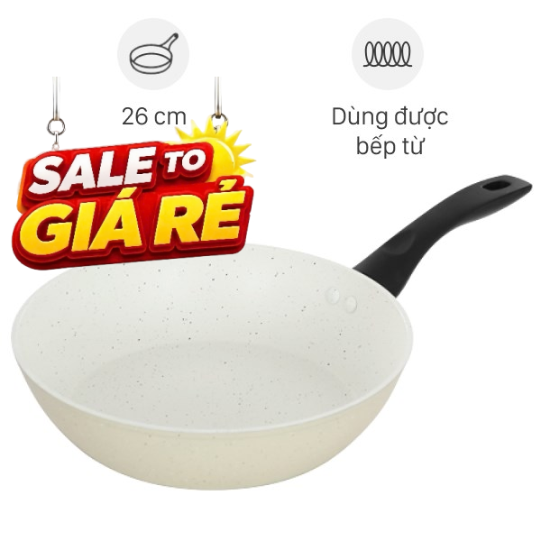 Chảo nhôm sâu chống dính vân đá đáy từ Green Cook GCP226-26IH