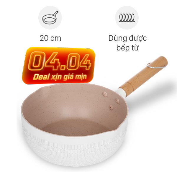 Chảo nhôm sâu chống dính đáy từ Delites RLN-5020