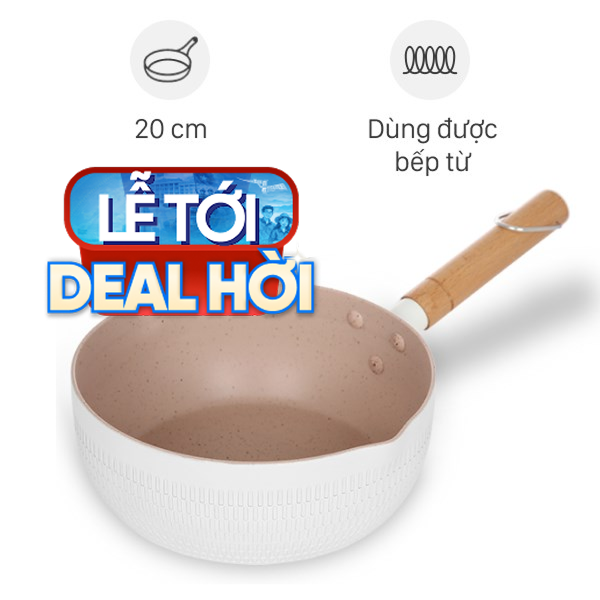 Chảo nhôm sâu chống dính đáy từ Delites RLN-5020