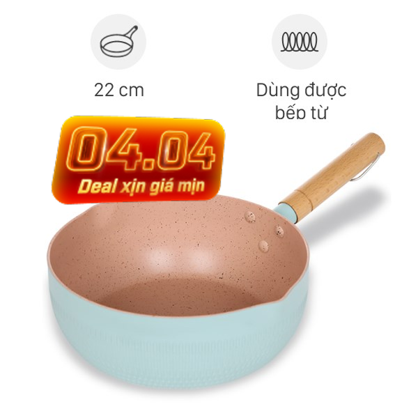 Chảo nhôm sâu chống dính đáy từ Delites RLN-5022