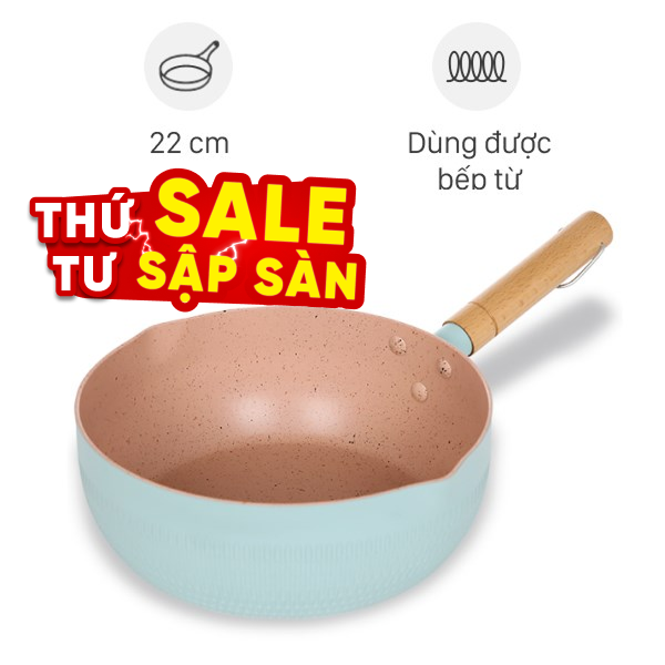 Chảo nhôm sâu chống dính đáy từ Delites RLN-5022