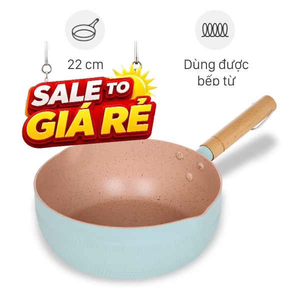 Chảo nhôm sâu chống dính đáy từ Delites RLN-5022