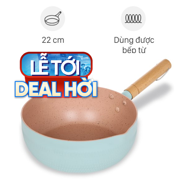 Chảo nhôm sâu chống dính đáy từ Delites RLN-5022