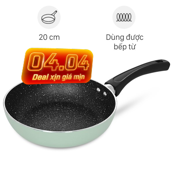 Chảo nhôm chống dính vân đá đáy từ Elmich Colosseum Y1 EL-3718