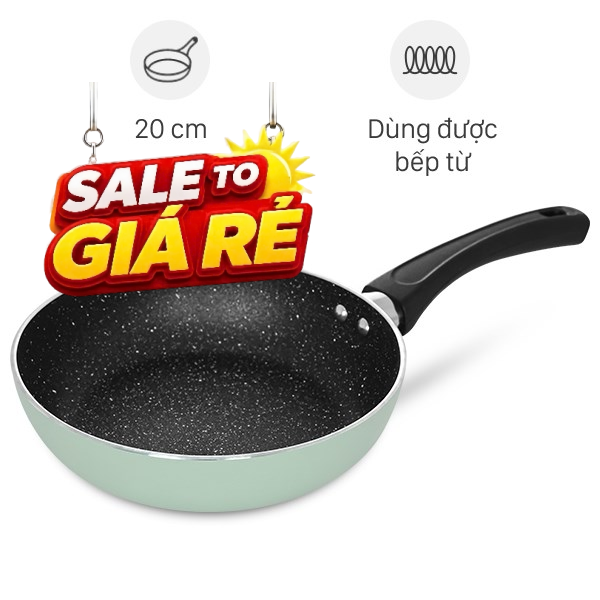 Chảo nhôm chống dính vân đá đáy từ Elmich Colosseum Y1 EL-3718