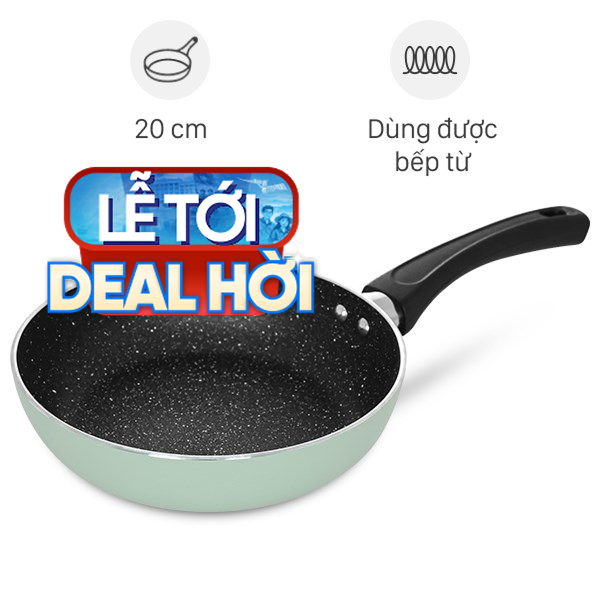 Chảo nhôm chống dính vân đá đáy từ Elmich Colosseum Y1 EL-3718