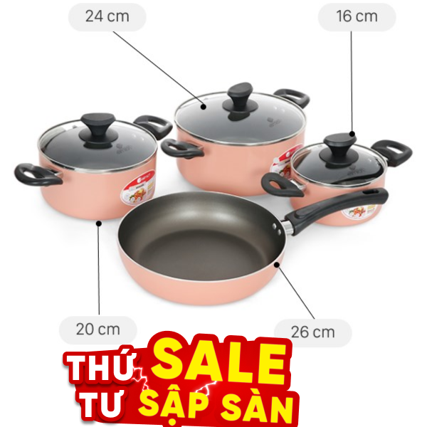 Bộ nồi chảo nhôm chống dính Elmich EL1162E