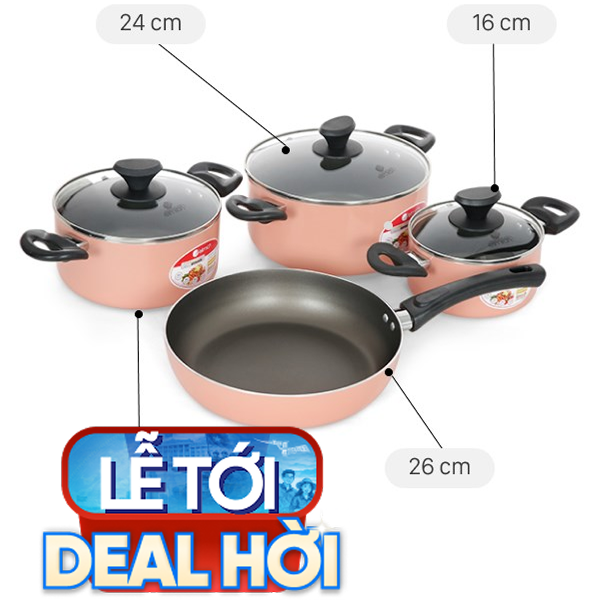 Bộ nồi chảo nhôm chống dính Elmich EL1162E