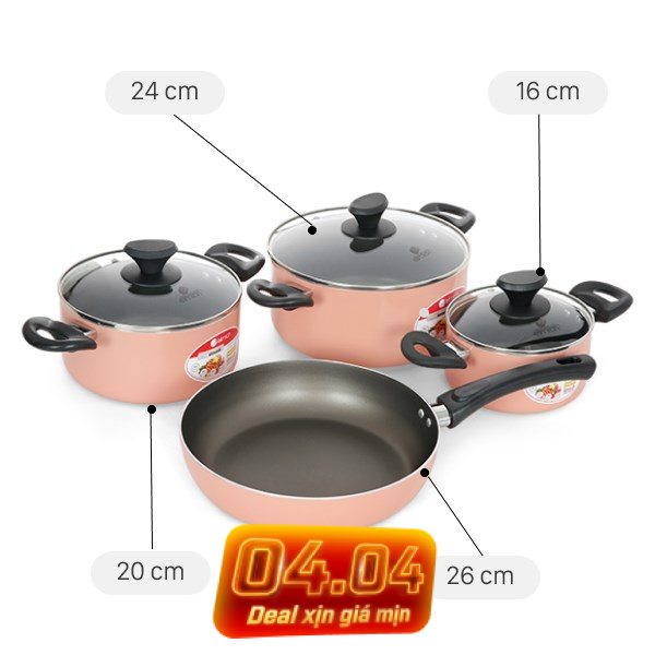 Bộ nồi chảo nhôm chống dính Elmich EL1162E