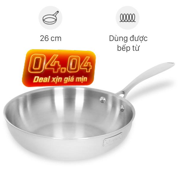 Chảo inox nguyên khối sâu đáy từ Elmich Trimax EL-2836IN26