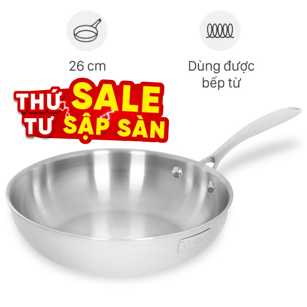 Chảo inox nguyên khối sâu đáy từ Elmich Trimax EL-2836IN26