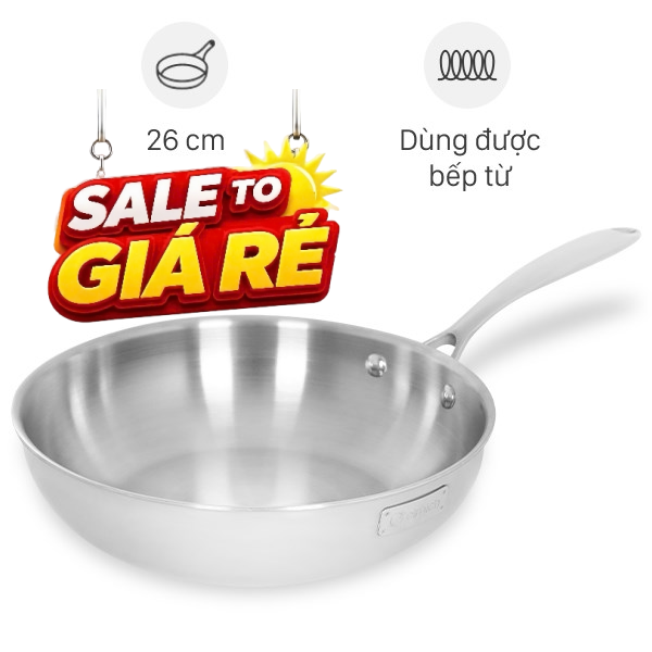 Chảo inox nguyên khối sâu đáy từ Elmich Trimax EL-2836IN26