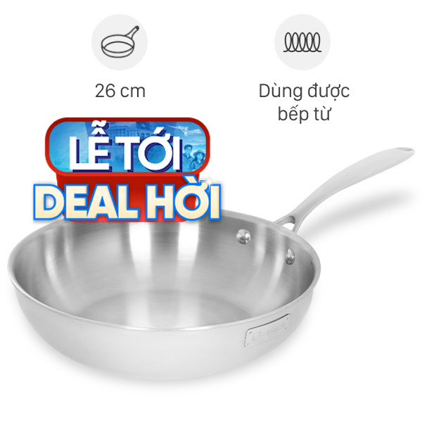 Chảo inox nguyên khối sâu đáy từ Elmich Trimax EL-2836IN26