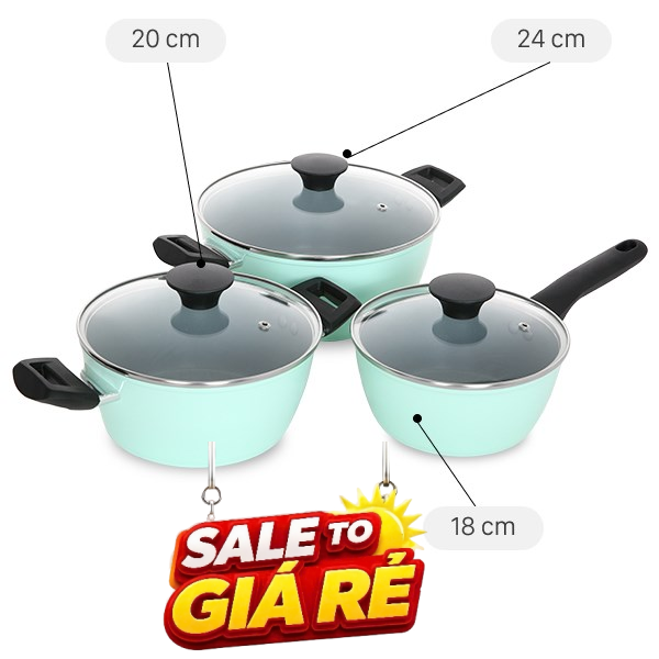 Bộ nồi quánh nhôm chống dính Green Cook GCS229-T1