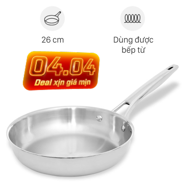 Chảo inox nguyên khối đáy từ Elmich Trimax EL-2838IN26