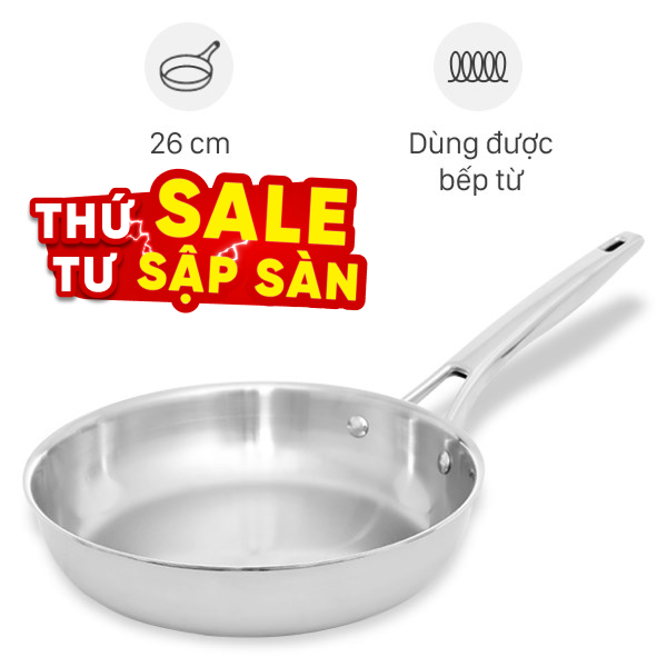 Chảo inox nguyên khối đáy từ Elmich Trimax EL-2838IN26