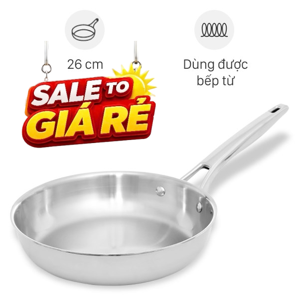 Chảo inox nguyên khối đáy từ Elmich Trimax EL-2838IN26